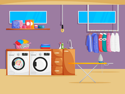 The concept design of the basement laundry room