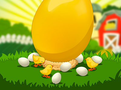 Golden Egg bird chick chicken egg eggs farm game illustration nest