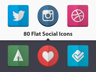 80 Flat Social Icons