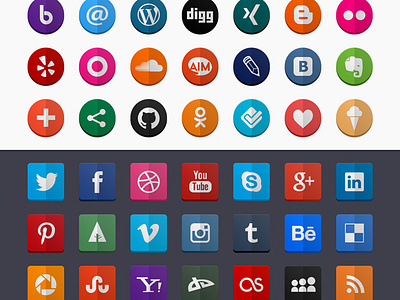 80 Flat Social Icons by Serhii on Dribbble
