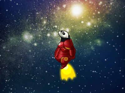 Iron Panda in Space android animation cartoon character game illustration illustrator ipad iphone iron man panda space
