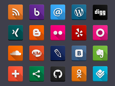 Long Shadow Social Icons blog clean facebook google icon icons instagram long shadow photoshop png psd social icons