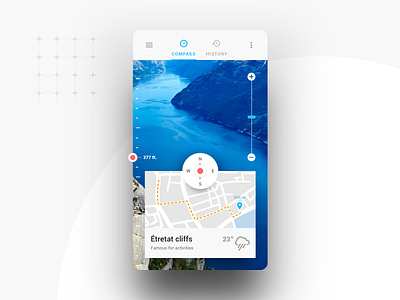 Compass UI - Light compass flat flat ui map material material design mobile ui ui ux ux