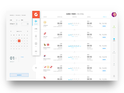 Flight Booking App - Search Screen desktop desktop app flat flat ui flight flight app material material design ui ux web web design