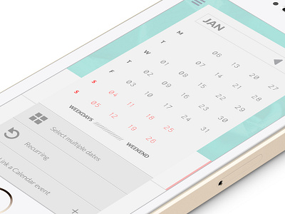 Calendar Screen in Mobile App app calendar events layout mobile modal ui ux