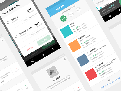 Mobile Upgrade Flow android app design material design mobile payment plans pricing toppr ui upgrade ux