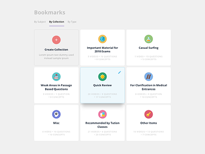 Bookmarks Page bookmark bookmarks card desktop grid interface responsive ui ux web
