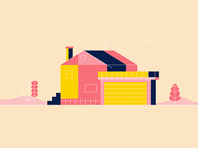 House in pink design house illustration vector