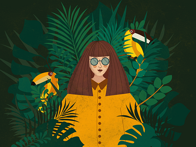 From the Jungle. character flat girls illustration illustration design illustrations illustrator jungle parrots tropic vector vector art