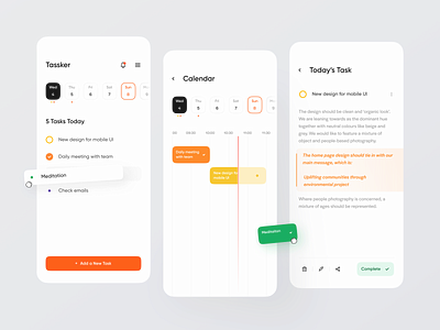 Tassker app clean clean ui design minimalistic mobile schedule task task list task manager to do todo todo list todoist ui