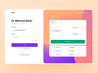 Crypto wallet account app clean clean ui crypto crypto currency crypto exchange crypto wallet cryptocurrency design exchange login minimalistic registration sing in sing up ui web web design website