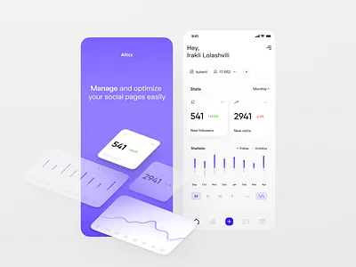 Social Pages Analytics account analysis analytics analytics chart analytics dashboard app calendar clean clean ui dashboad design graph instagram minimalistic mobile schedule statistic stats ui
