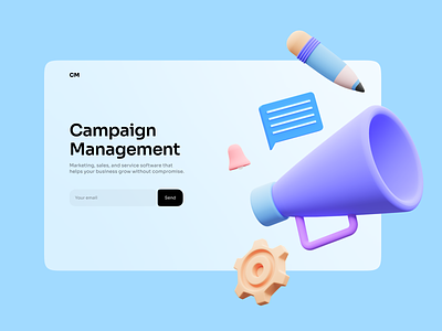 Campaign Managment 3d app clean clean ui design illustration minimalistic ui