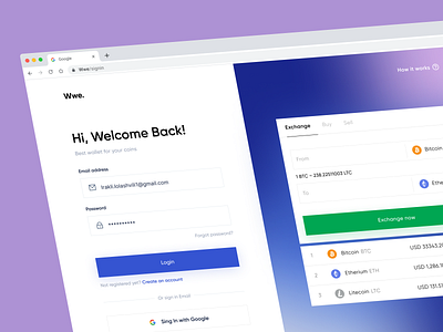 Crypto Wallet app bitcoin clean clean ui coin crypto cryptocurrency design ethereum fogot password forget forgot irakli lolashvili login password registration sign in sign up ui