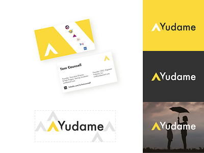 Yudame visual identity branding business cards logo logotype startup visual identity