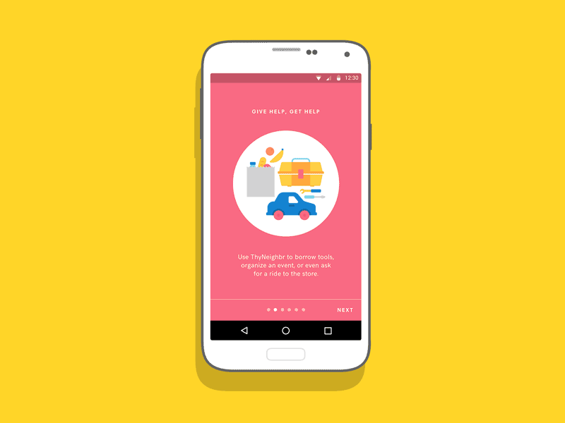 Sign Up Flow android blue icons illustration magenta orange ui ux yellow