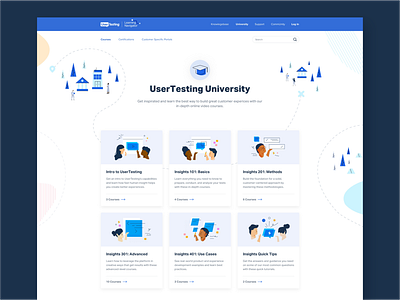 UserTesting University + Learning Navigator design education illustration layout design learning ui university vector website