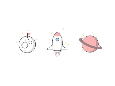 Space Icons icon illustrator moon rocket space vector