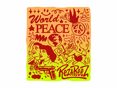 World Peace apparel design badgedesign brand clothing design design brew doodle freelance illustrator graphic design graphic tees handdrawn illustration illustrator merch design street wear t shirt design tshirt vintage design