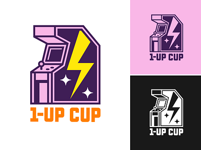 1-Up Cup Logo arcade branding design gaming geek identity illustration logo nerd pop culture vector video game video games videogame videogames youtube