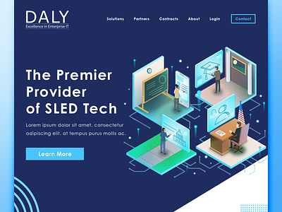 Daly Website Design and Illustrations branding clean design identity illustration interface isometric tech technology ux web design website