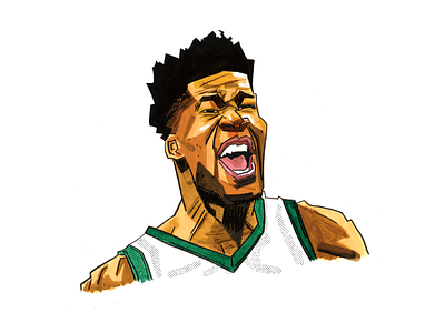 Giannis athlete basketball giannis antetokounmpo illustration milwaukee bucks nba portrait sports