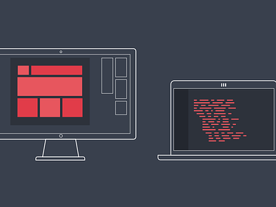 Design + Code code design desktop icon laptop lines red