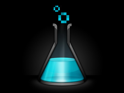 Pixel Science blue liquid logo pixels test tube