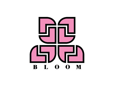 Bloom brand identity brand logo branding floral flower logo minimal logo pink thick lines wordmark