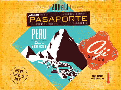 Pasaporte Salsa food gourmet illustration machu picchu mexico mountain peru salsa typography zukali