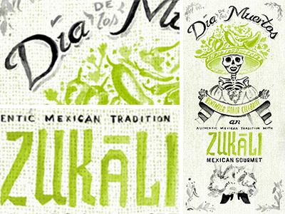 Dia de Los Muertos black and white dia de los muertos food illustration linen mexican peppers script skeleton skulls typography zukali