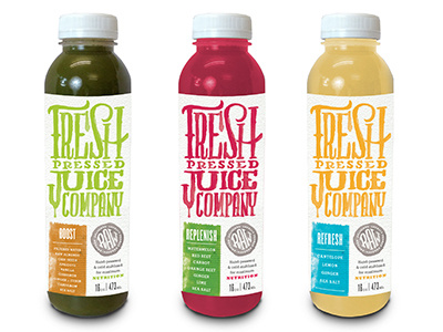 Fresh Packaging Concept drip fresh juice lettering typography watercolor