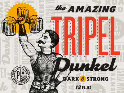 Tripel Preview beer bright circus hatch illustration script strong man tripel typography vintage