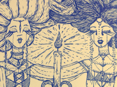 Sketchin' candle deco graphite illustration linework sketch twins women