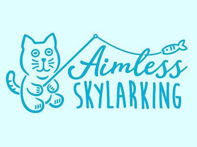 Aimless Skylarking Logo cat cute identity illustration logo music blog typography whimsical
