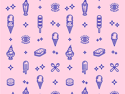 Dreamy Pattern color ice cream illustration monoline pattern stroke