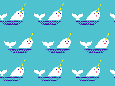 Narwhal Pattern color cute illustration linework narwhal pattern unicorn whale