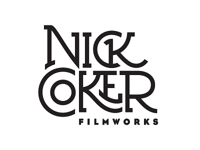 Nick Coker Filmworks Logo 70s baller custom typography film lettering lettermark logo