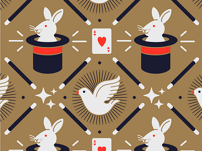 Magician Pattern crazy illustration linework magic magician pattern rabbits