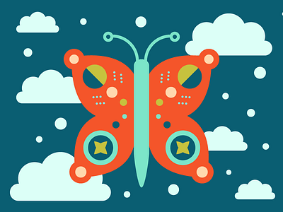 Butterfly 70s color illustration shapes