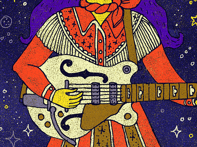 Close up cosmos country galaxy gretsch guitar illustration night show poster texture