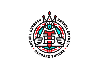 Logo 2 BT crown hands illuminati linework logo mark mystery regal seal