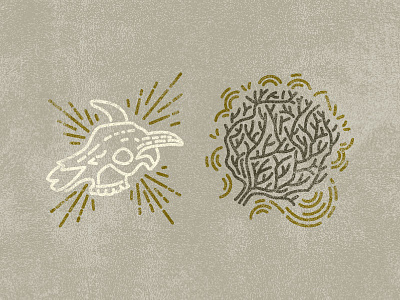 Desert icons cow desert icons linework magic skull tumbleweed