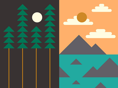 Landscapes color geometric illustration minimalist shapes