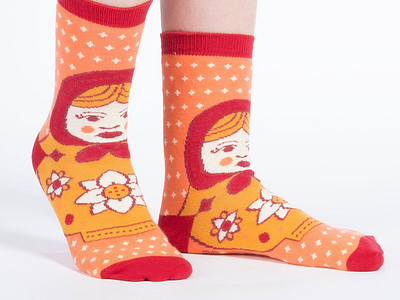 Babushka Socks color cute foot cardigan fun illustration socks subscription