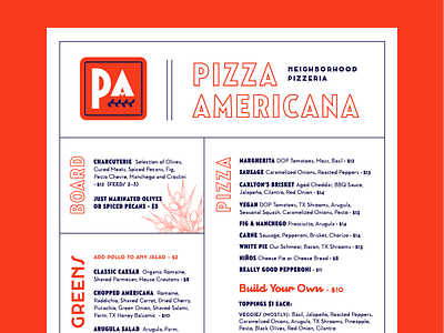 Pizza Americana Menu americana branding identity italian logo menu design pizza restaurant typography