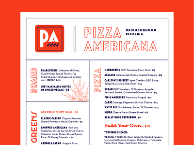 Pizza Americana Menu