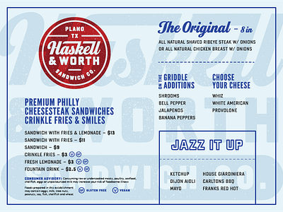 H&W Menu branding design menu typography