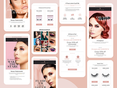 Mademoiselle Lash - Launch Welcome Flow automated email series design email campaign email design email marketing email template email templates