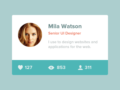 User Profile app application avatar clean flat follower green interface like minimal picture profile ui ux view web widget